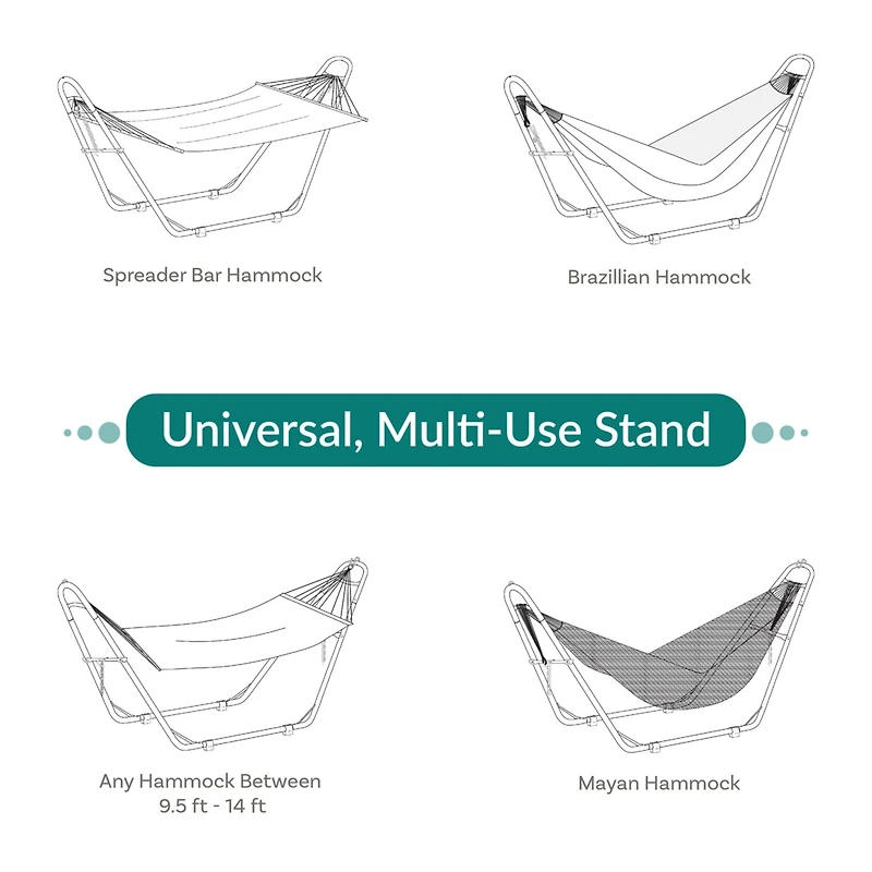 Heavy-Duty Universal Multi-Use Steel Hammock Stand for 9 to 14 Feet Hammocks - 550 lb Weight Capacity