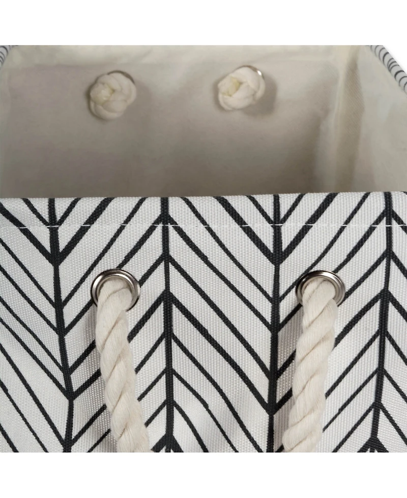 Design Imports Polyester Bin Herringbone Square