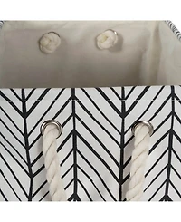 Design Imports Polyester Bin Herringbone Square