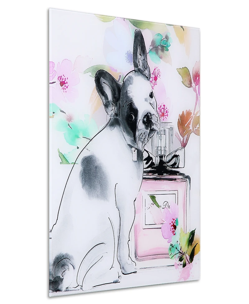 Empire Art Direct Little Frenchie Frameless Free Floating Tempered Glass Panel Dog Graphic Wall Art, 20" x 20" x 0.2"