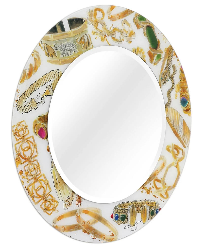Empire Art Direct Gold Charm Round Beveled Wall Mirror on Free Floating Reverse Printed Tempered Art Glass, 36" x 36" x 0.4"