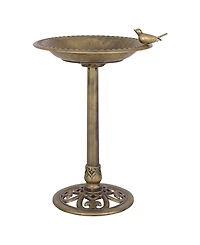 Antique Gold Freestanding Pedestal Bird Bath Feeder Outdoor Garden Yard Decor