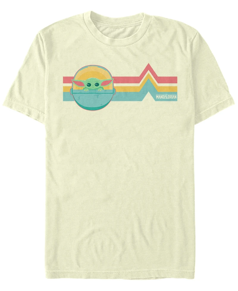 Fifth Sun Men's Star Wars The Mandalorian Child Rainbow Chest Lines Short Sleeve T-shirt