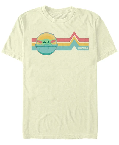 Fifth Sun Men's Star Wars The Mandalorian Child Rainbow Chest Lines Short Sleeve T-shirt