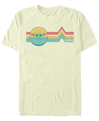 Fifth Sun Men's Star Wars The Mandalorian Child Rainbow Chest Lines Short Sleeve T-shirt