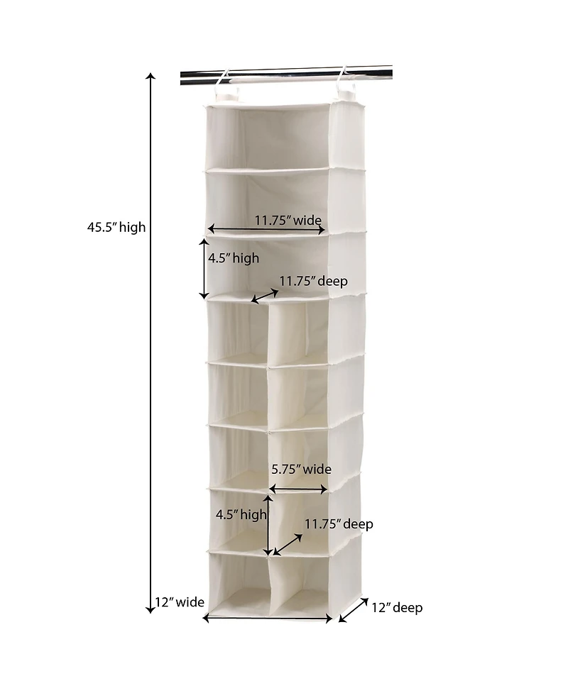Household Essentials Hanging Shoe Organizer, 10 Pockets and 3 Shelves