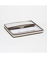 Household Essentials China Cup Storage Box, Windowed with Side Handles, Cream
