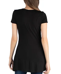 24seven Comfort Apparel Women's Short Sleeve Loose Fit Tunic Top