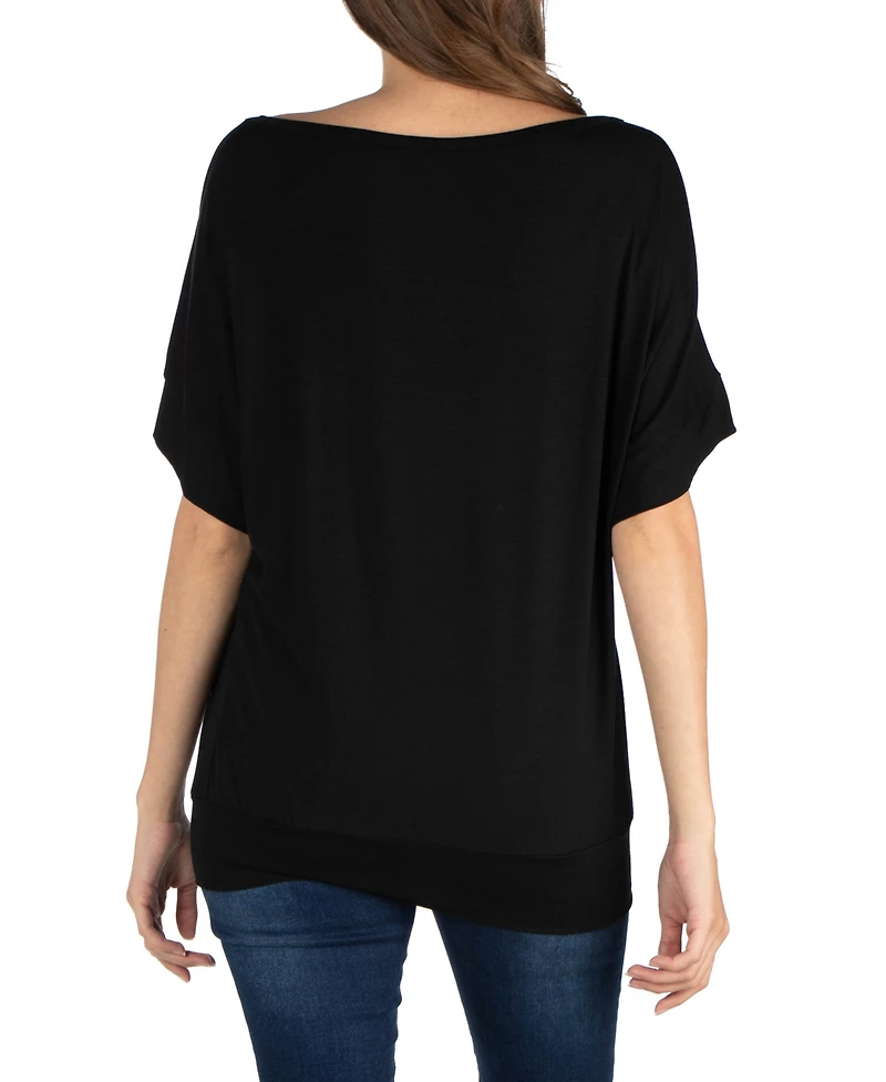 24seven Comfort Apparel Loose Fit Dolman with Wide Sleeves Top