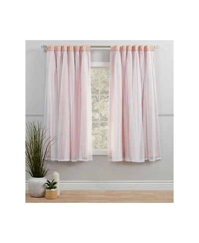 Exclusive Home Curtains Catarina Layered Solid Blackout and Sheer Grommet Top Curtain Panel Pair, 52" x 63"
