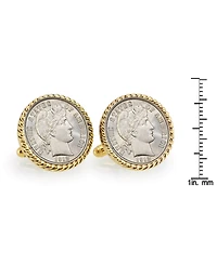 American Coin Treasures Silver Barber Dime Rope Bezel Coin Cuff Links