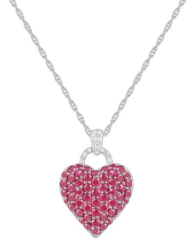 Sapphire (1-3/4 ct. t.w.) and Diamond Accent Heart Pendant Necklace Sterling Silver (Also Available Ruby Pink Sapphire)