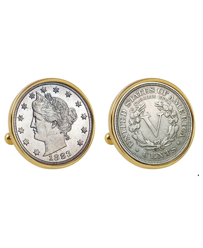 American Coin Treasures 1883 First-Year-Of-Issue Liberty Nickel Bezel Coin Cuff Links