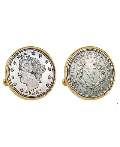 American Coin Treasures 1883 First-Year-Of-Issue Liberty Nickel Bezel Coin Cuff Links