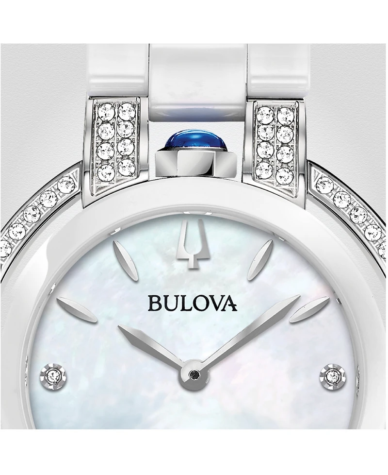 Bulova Women's Rubaiyat Diamond (1/3 ct. t.w.) Stainless Steel and White Ceramic Bracelet Watch 35mm