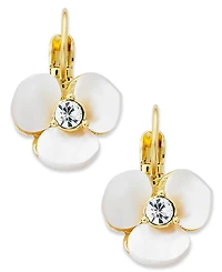 Kate Spade New York Earrings, Gold-Tone Cream Disco Pansy Flower Leverback Earrings