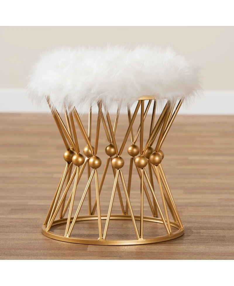Furniture Catrina Glam and Luxe Upholstered Ottoman