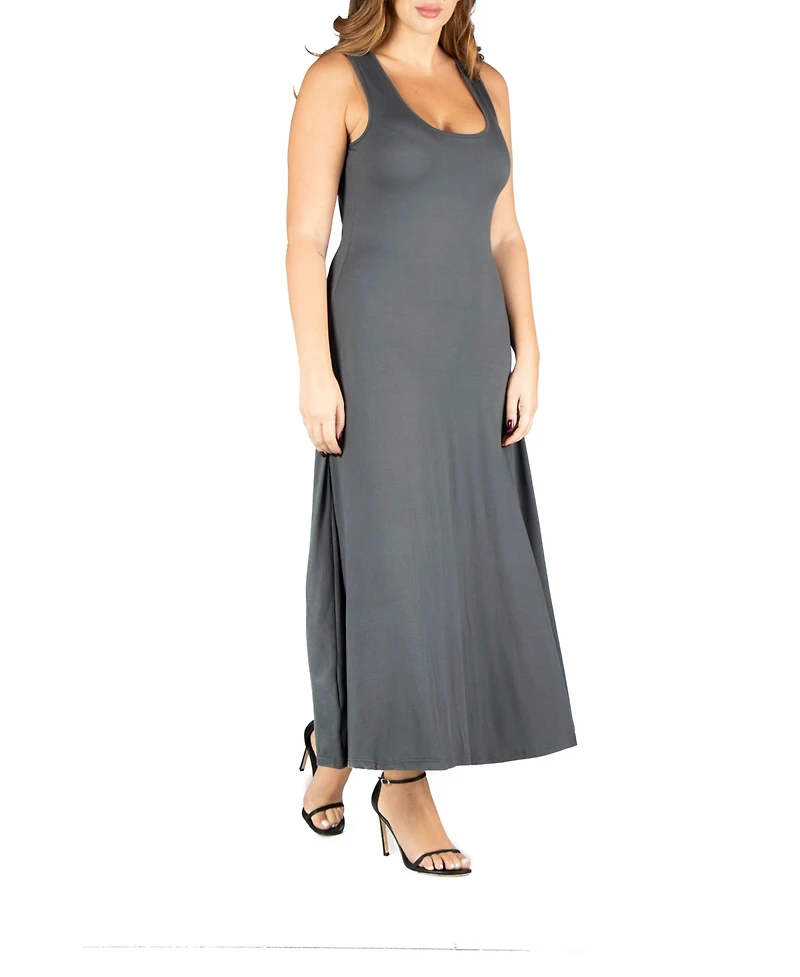 24seven Comfort Apparel Plus Simple A-line Tank Maxi Dress