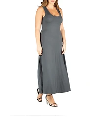 24seven Comfort Apparel Plus Simple A-line Tank Maxi Dress