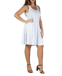 24seven Comfort Apparel Plus Fit and Flare Knee Length Tank Dress