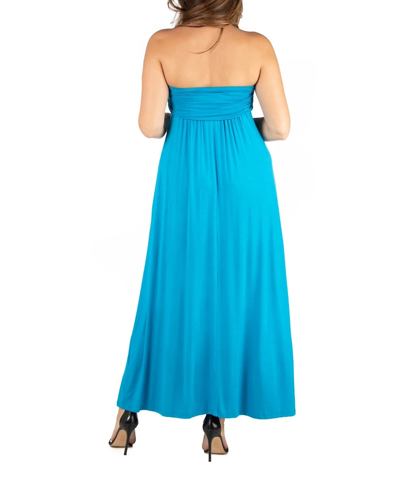 24seven Comfort Apparel Plus Strapless Maxi Dress