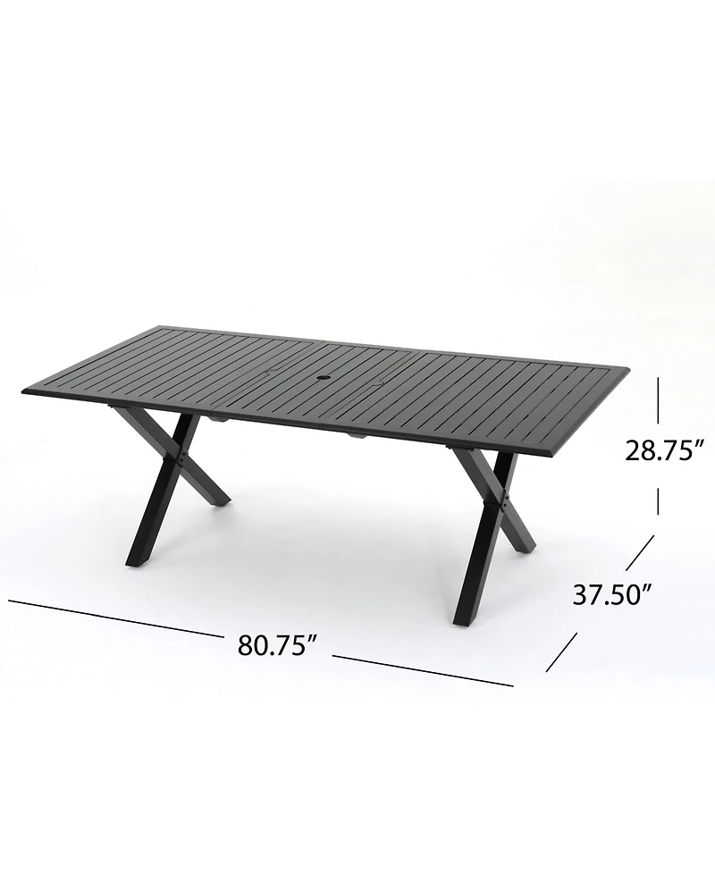 Noble House Exuma Outdoor Expandable Cast Rectangular Dining Table