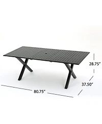 Noble House Exuma Outdoor Expandable Cast Rectangular Dining Table