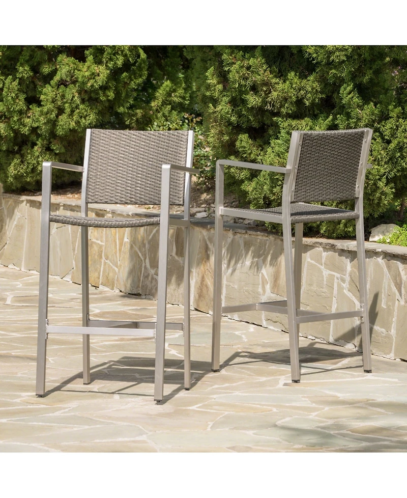 Noble House Cape Coral Outdoor Barstools, Set of 2