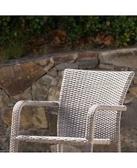 Noble House Dover Outdoor Armed Stacking Chairs with Frame, Set of 2