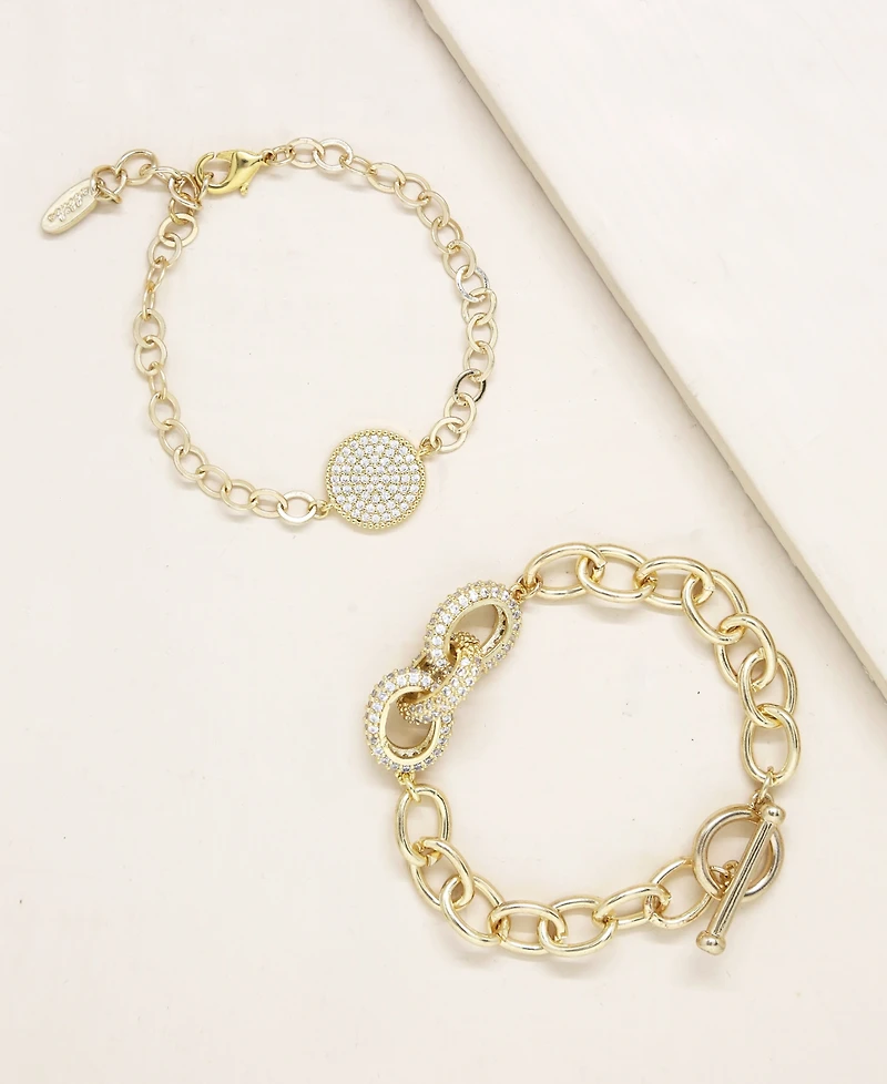 Ettika Mixed Crystal Disc Link Chain Women's Bracelet Set