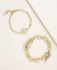 Ettika Mixed Crystal Disc Link Chain Women's Bracelet Set