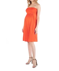 24seven Comfort Apparel Bandeau Top Empire Waist Short Maternity Dress