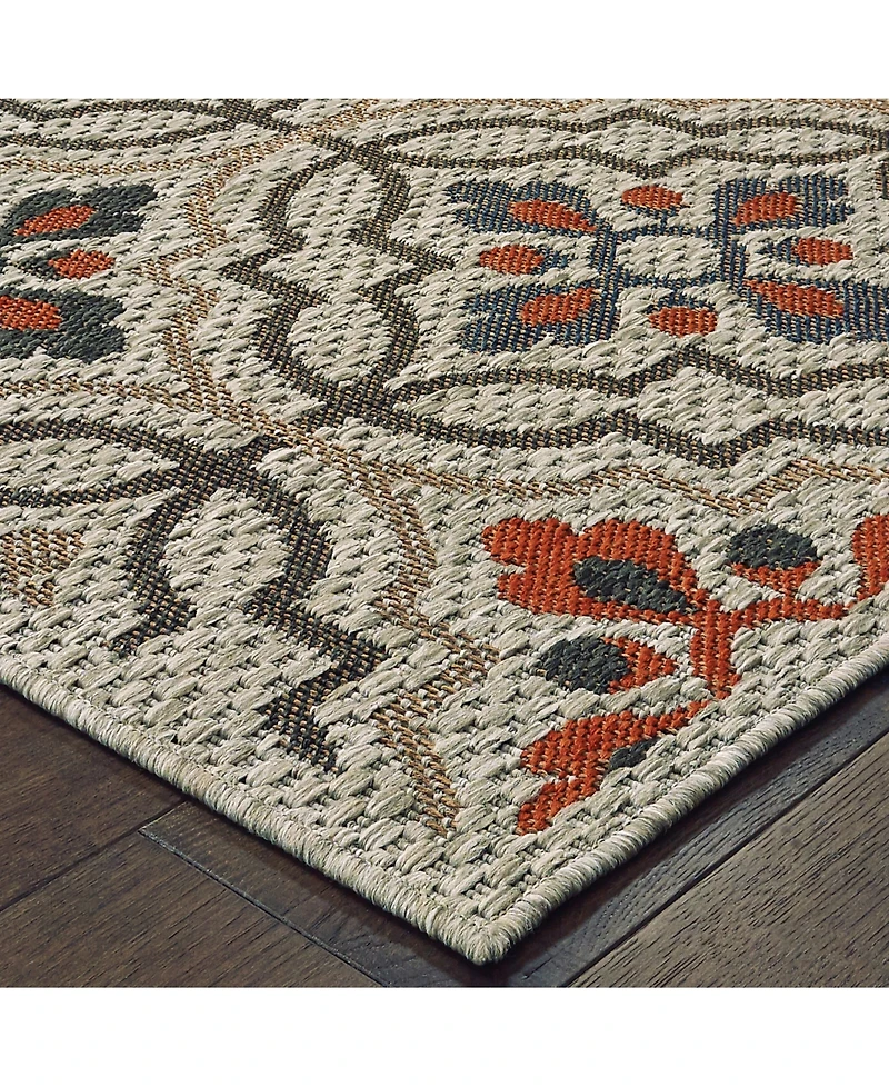 Oriental Weavers Latitude 709 Gray 7'10" x 10' Outdoor Area Rug