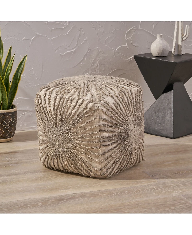 Noble House Nolene Boho Ottoman Pouf