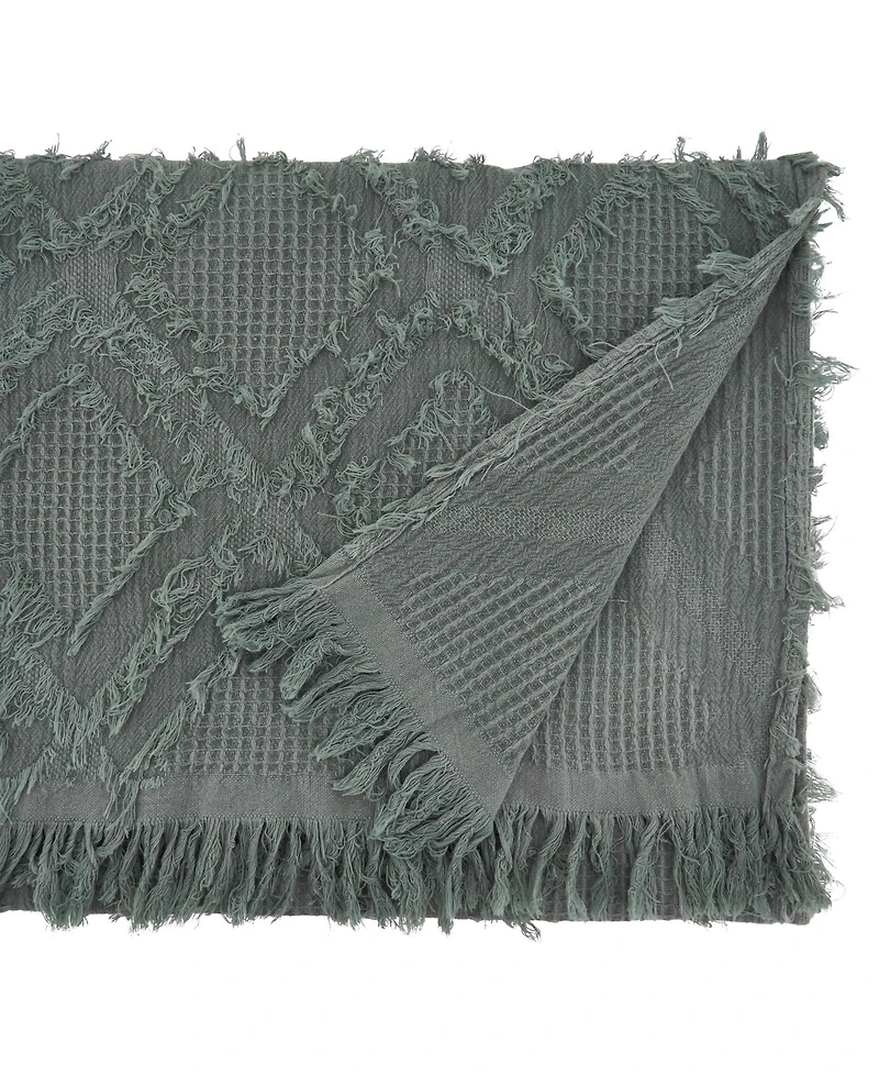 Saro Lifestyle Fringe Waffle Weave Runner