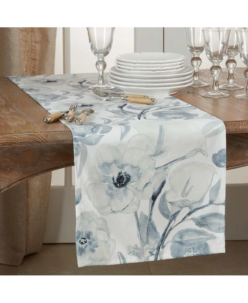 Saro Lifestyle Watercolor Floral Runner
