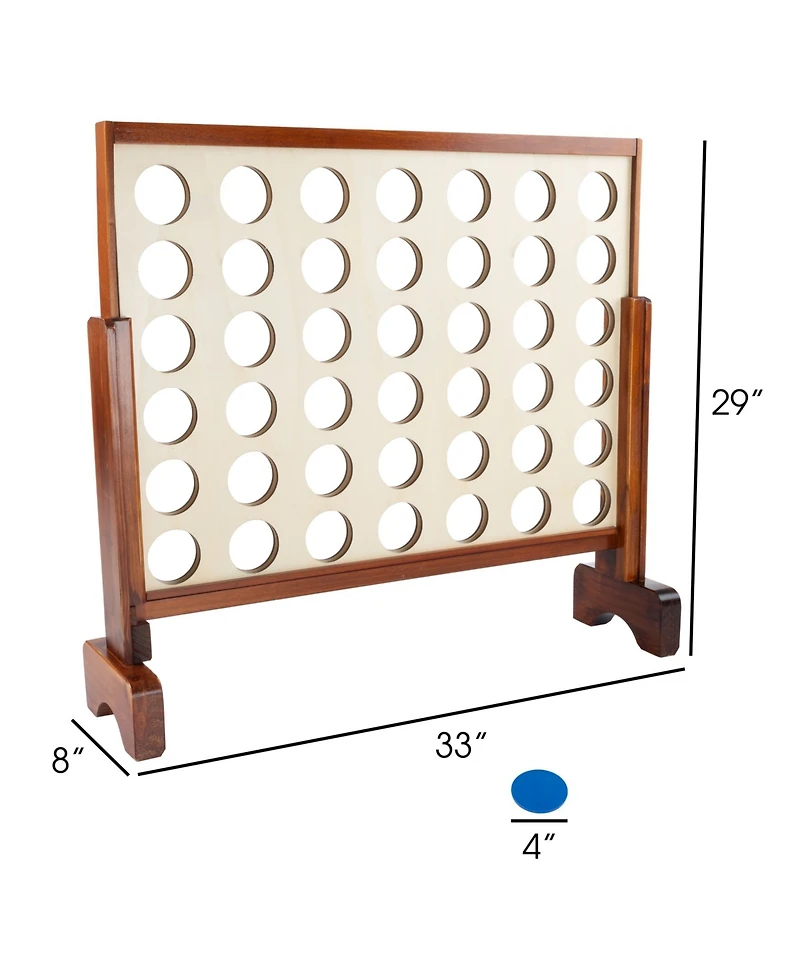 Hey Play 4-In-a-Row - Giant Classic Wooden Game For Indoor And Outdoor Play, 2 Player Strategy And Skill Fun Backyard Lawn Toy For Kids And Adults