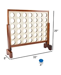 Hey Play 4-In-a-Row - Giant Classic Wooden Game For Indoor And Outdoor Play, 2 Player Strategy And Skill Fun Backyard Lawn Toy For Kids And Adults