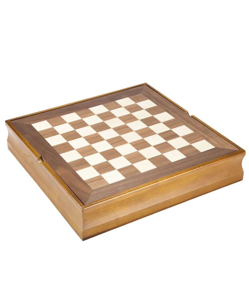 Hey Play 7-In-1 Classic Wooden Board Game Set - Old Fashioned Family Game Night Cards, Dice, Chess, Checkers, Backgammon, Dominoes And Cribbage