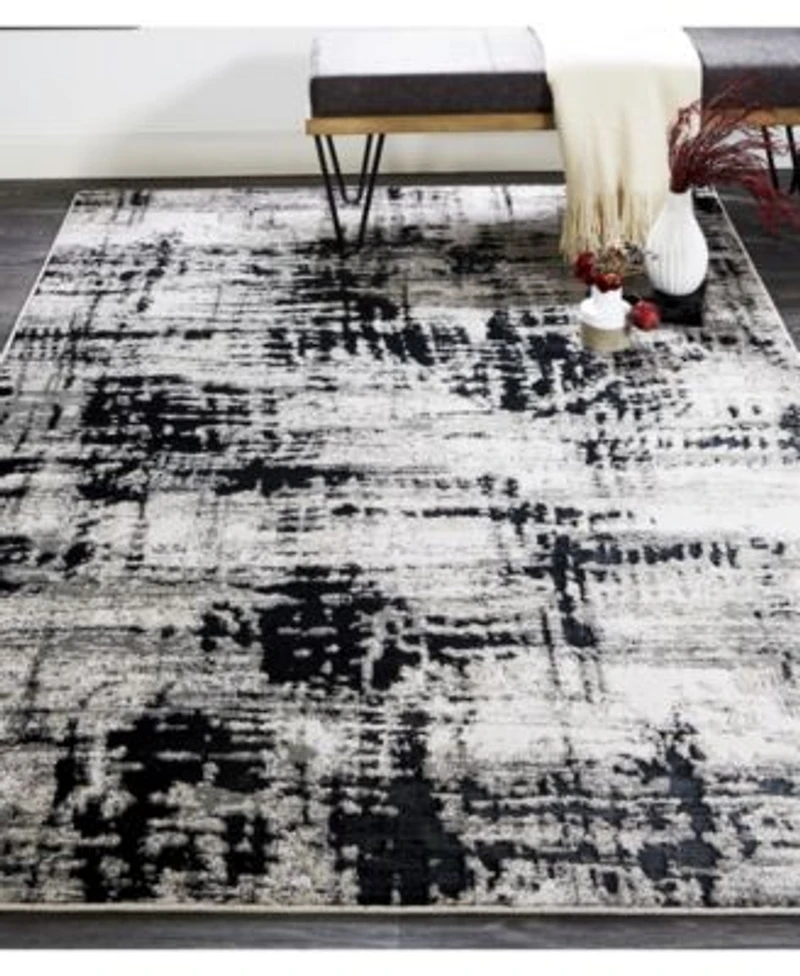 Simply Woven Hadlee R3339 Black Rug