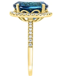Lali Jewels London Blue Topaz (6-3/4 ct. t.w.) & Diamond (1/3 ct. t.w.) Statement Ring in 14k Gold