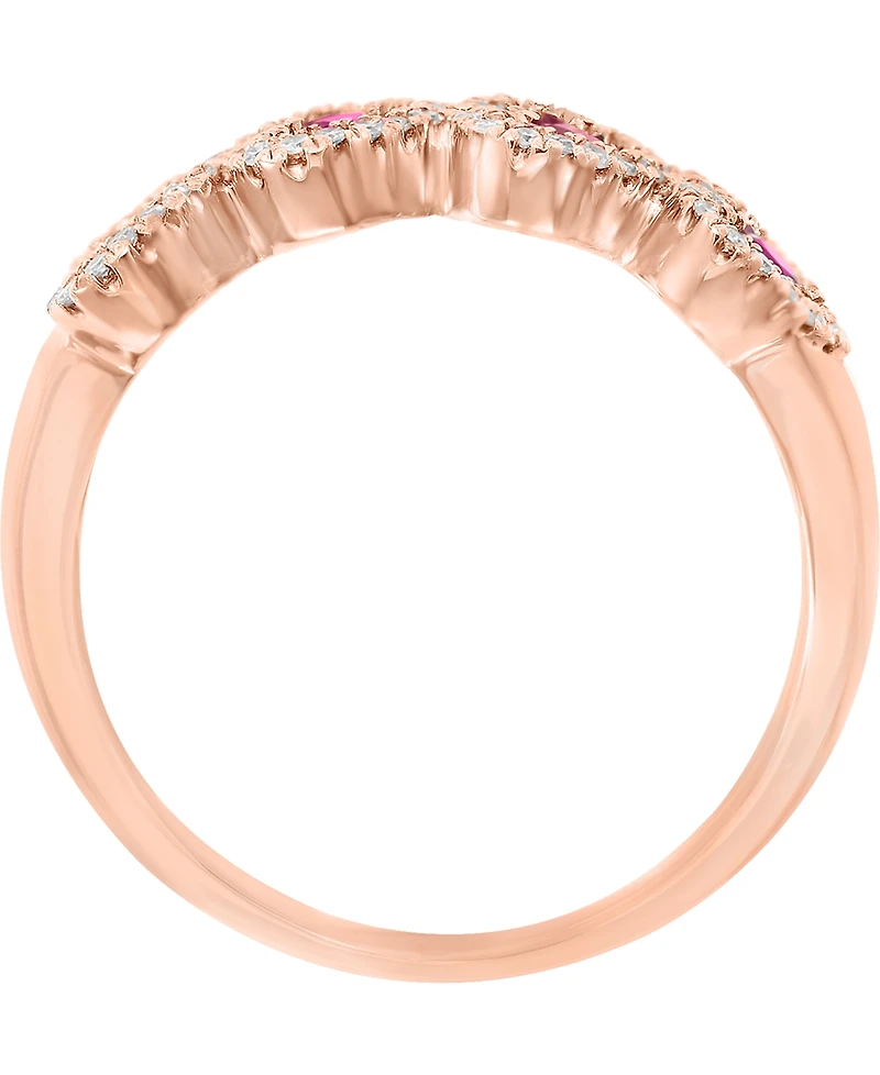 Lali Jewels Ruby (5/8 ct. t.w.) & Diamond (1/5 Heart Ring 14k Rose Gold (Also available Sapphire)