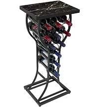 Sorbus Wine Rack Table - Stylish Storage for 11 Bottles with Faux Marble Top & Conversation-Starting Design (Marble Black)