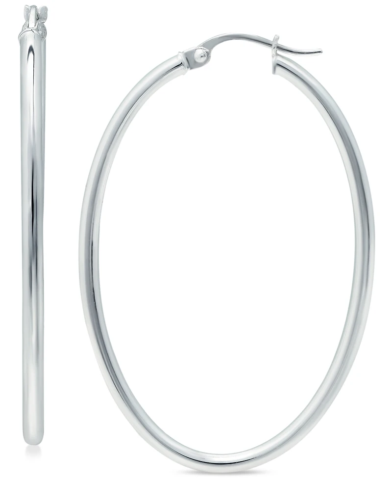 Giani Bernini Medium Oval Skinny Hoop Earrings in 18K Gold-Plated Sterling Silver, or Sterling Silver, 1-5/8", Created for Macy's