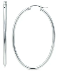 Giani Bernini Medium Oval Skinny Hoop Earrings in 18K Gold-Plated Sterling Silver, or Sterling Silver, 1-5/8", Created for Macy's