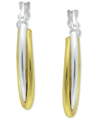 Giani Bernini Small Two-Tone Overlap Hoop Earrings in Sterling Silver & 18k Gold-Plate, 0.78", Created for Macy's