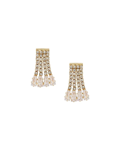 Ettika Crystal Fringe Dangle Stud Earrings