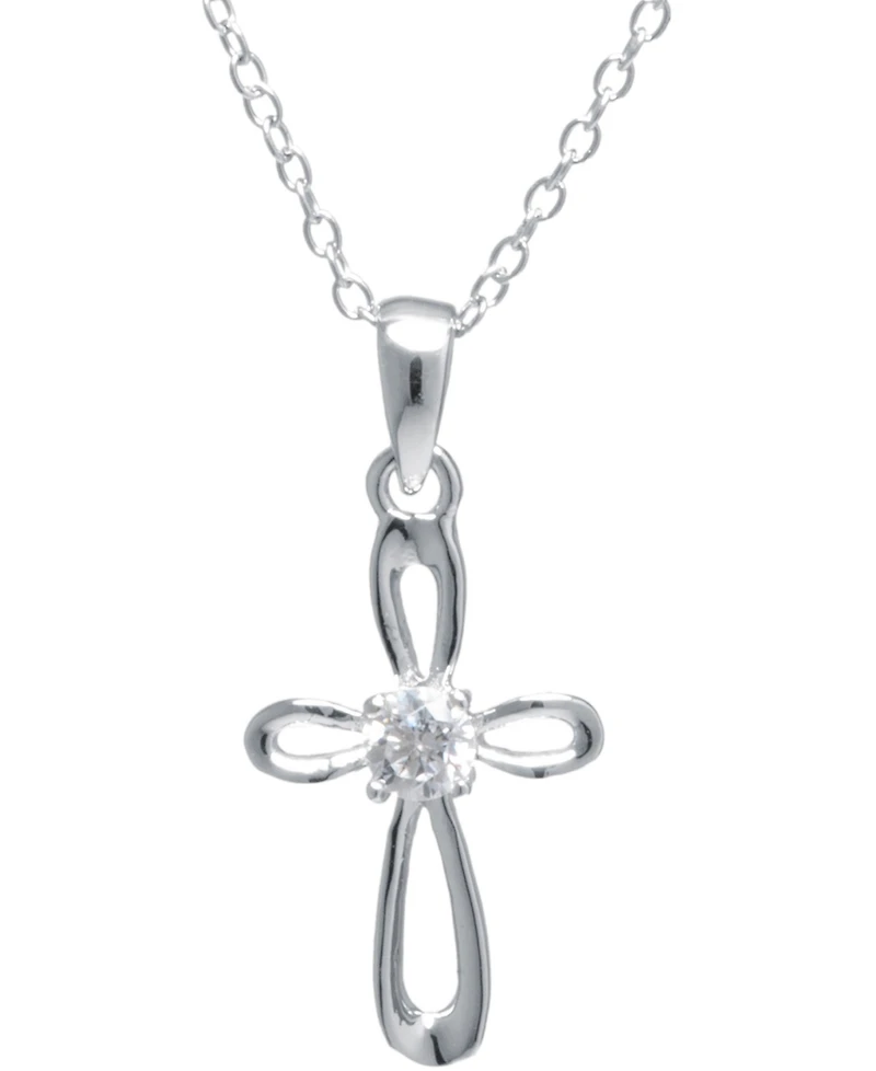 Giani Bernini Cubic Zirconia 18" Cross Pendant Necklace in Sterling Silver, Created for Macy's