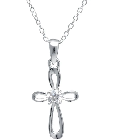 Giani Bernini Cubic Zirconia 18" Cross Pendant Necklace in Sterling Silver, Created for Macy's