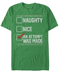 Fifth Sun Men's Naughty Nice Humor Christmas Short Sleeve T-shirt